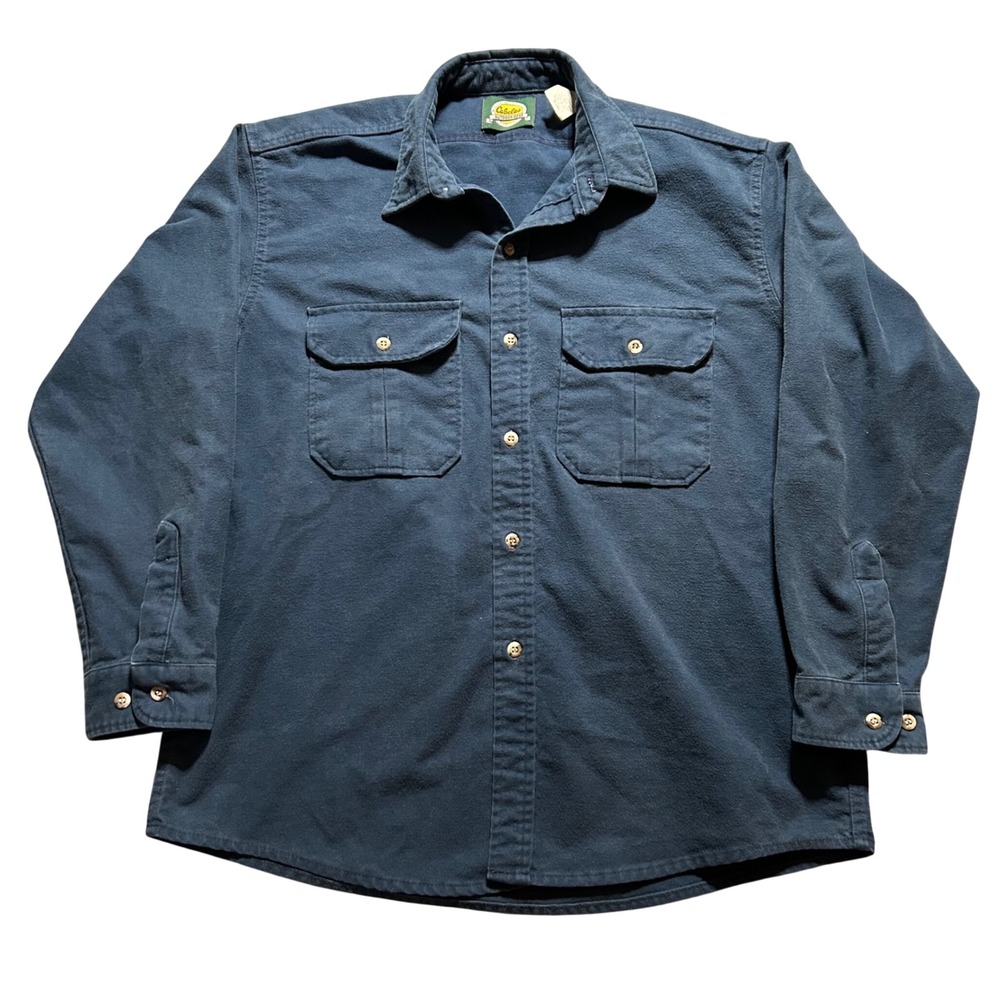 VTG Cabelas Button Down Shirt Mens XL Blue Long Sleeve Cotton Workwear USA Made